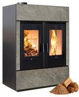 Klover DUAL AIR Hybrid Kombi Kaminofen Holz Pellet Soap Stone/Stahl 17,81 kw